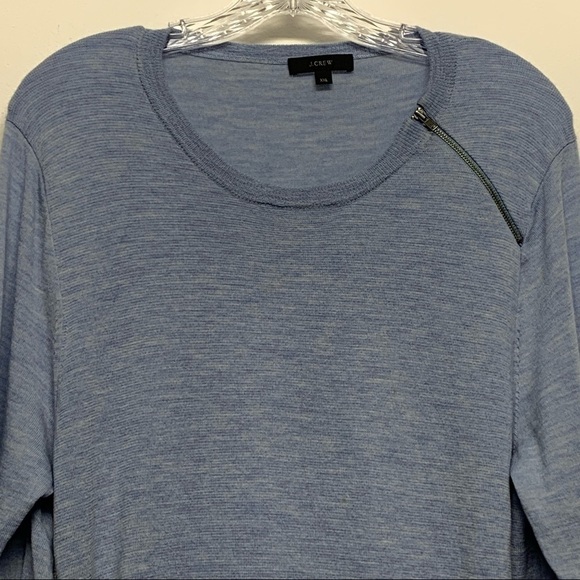 J. CREW Women's Size XXL BLUE WOOL ASYMMETRICAL ZIPPER ZIP SWEATER TOP - Picture 5 of 11